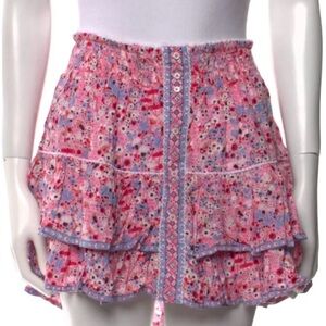 Poupette St. Barth Pink and Blue Smocked Skirt